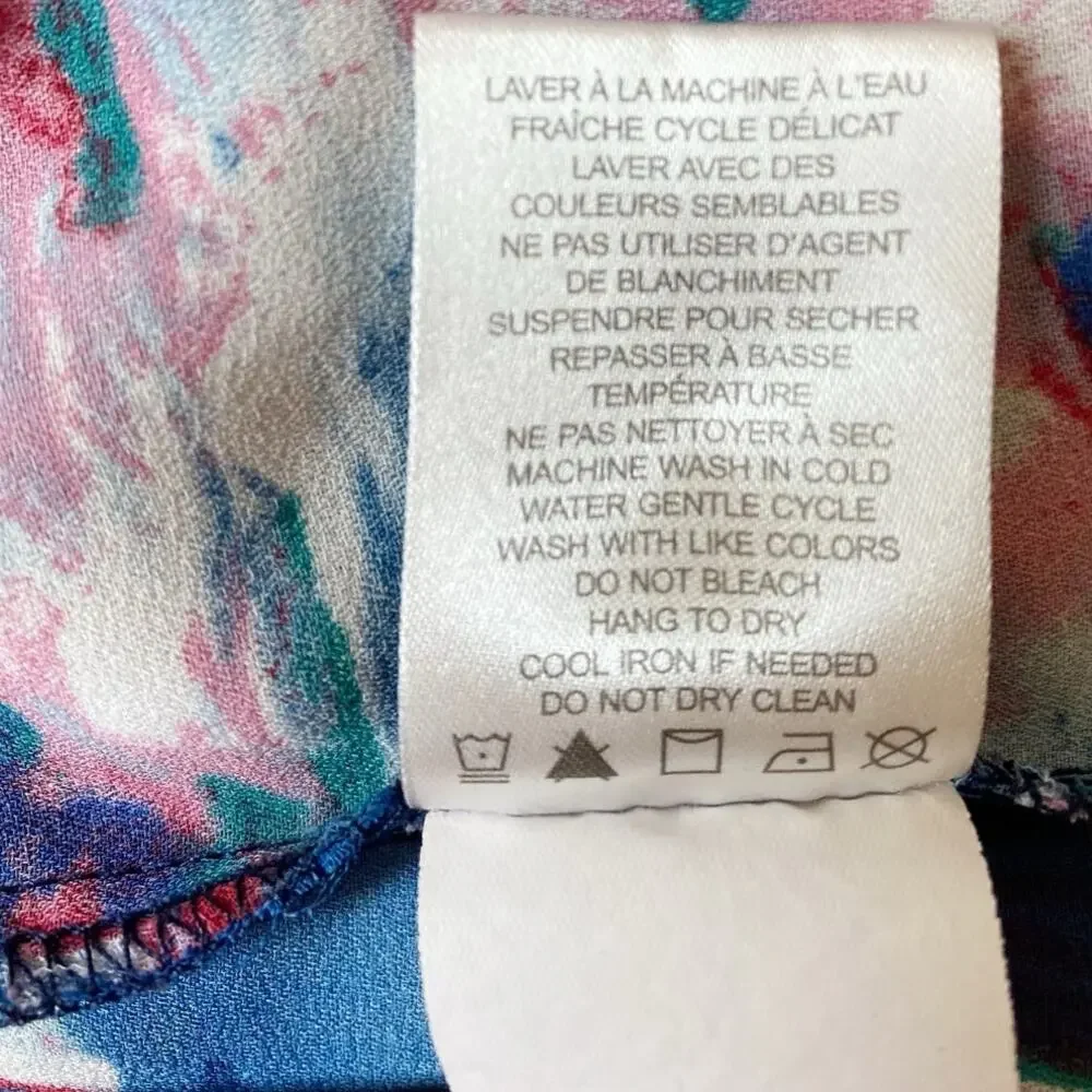 Dalia Women's Split V-Neck Bold Watercolor Popover Dressy‎ Blouse 1X - Picture 7 of 9